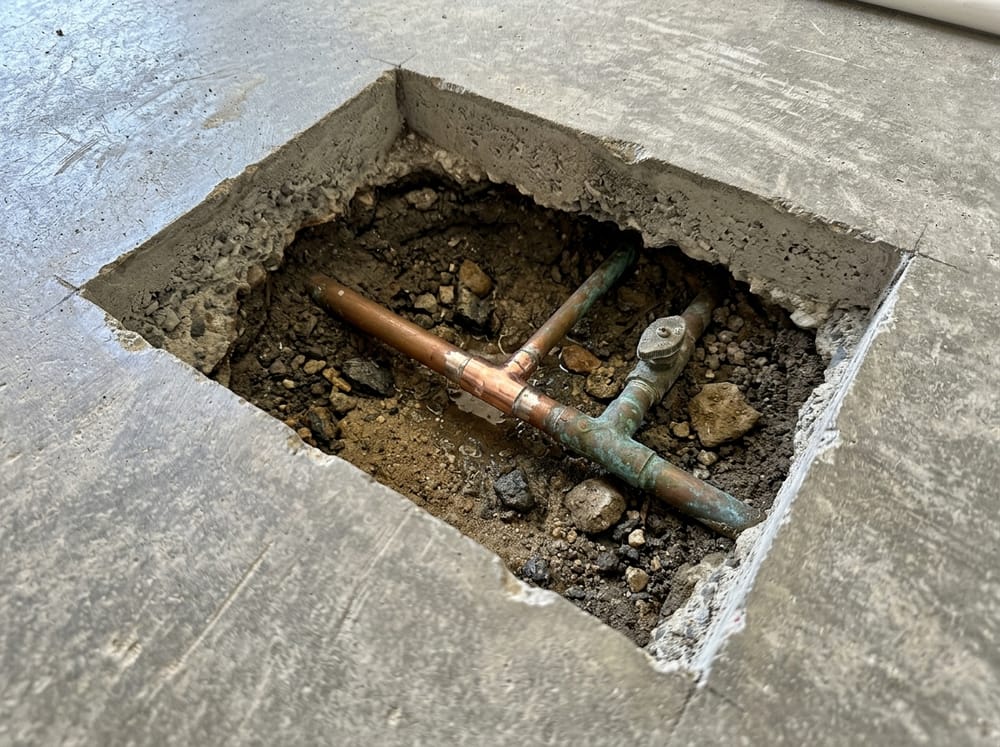 Foundation Plumbing and Concrete Slab Cutout for Leak Inspection